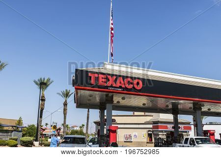 Las Vegas - Circa July 2017: Texaco Retail Gas Station. Texaco is a division of Chevron Oil 