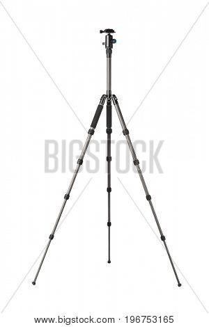 Carbon photographic tripod isolated on white background