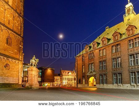 Old medieval market square in the historic part of the city. Bremen. Town Hall. Germany. Bavaria.