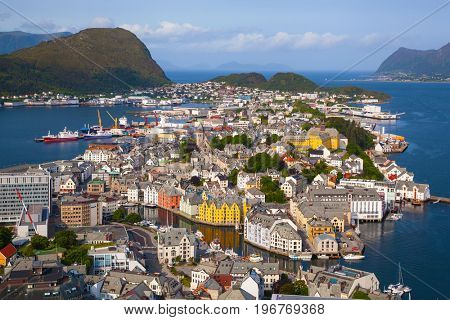 view of Alesund from Fjellstua viewpoint, Norway