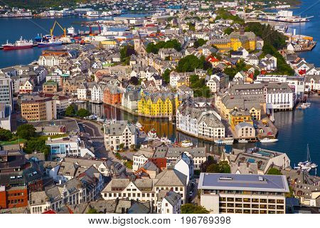 view of Alesund from Fjellstua viewpoint, Norway