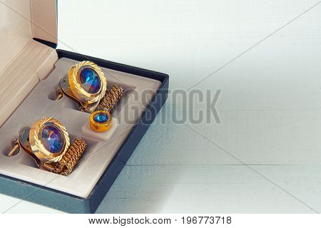 Small Box With Cufflink. Present For Businessman