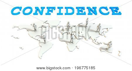 Confidence Global Business Abstract with People Standing on Map 3D Illustration Render