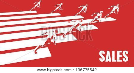 Sales with Business People Running in a Path 3D Illustration Render