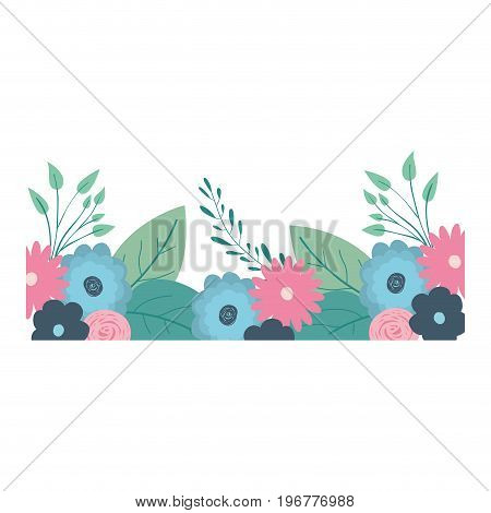 multicolored decorative inferior edge with beautiful flowers ornaments vector illustration