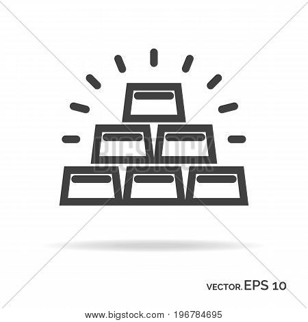 Gold bullion outline icon black color isolated on white background