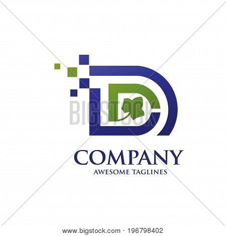 letter d with leaf logo vector,modern and elegant concept letter d with leaf logo vector