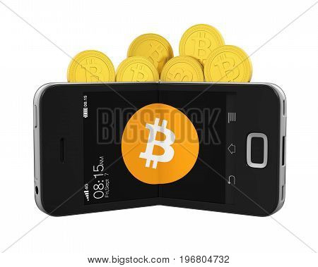 Bitcoin Wallet Concept isolated on white background. 3D render