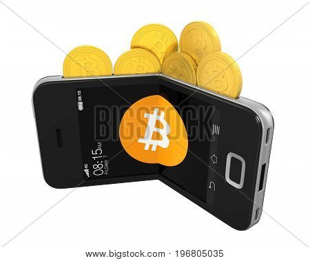 Bitcoin Wallet Concept isolated on white background. 3D render