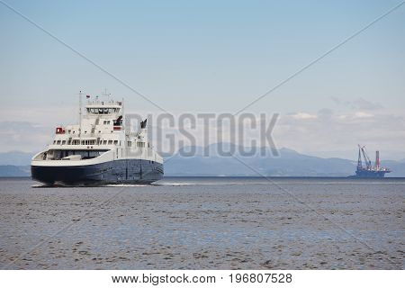 Oil and gas sea platform and cruise. Energy industry. Petroleum exploration