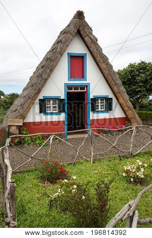 SANTANA MADEIRA PORTUGAL SEPTEMBER 9 2016: Traditional rural house in Santana on Madeira island Portugal