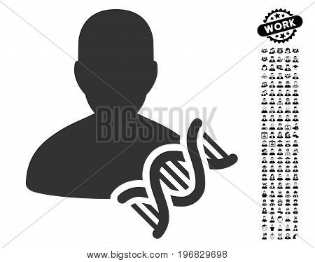 Geneticist DNA icon with black bonus professional graphic icons. Geneticist DNA vector illustration style is a flat gray iconic element for web design app user interfaces.