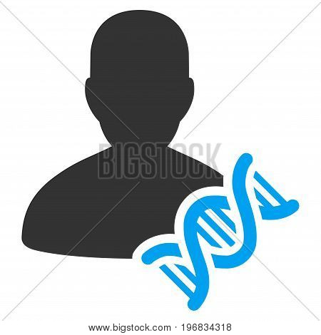 Geneticist DNA vector icon. Style is flat graphic bicolor symbol blue and gray colors white background.
