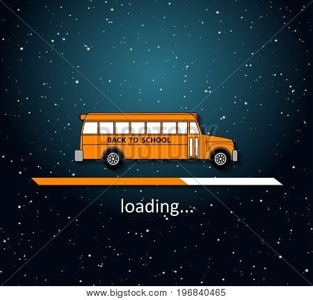 Back to school loading bar - funny school bus inscription template design