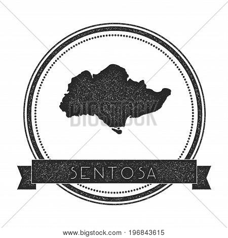 Sentosa Map Stamp. Retro Distressed Insignia. Hipster Round Badge With Text Banner. Island Vector Il