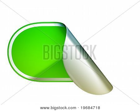 Verde arrotondato piegato adesivo o etichetta