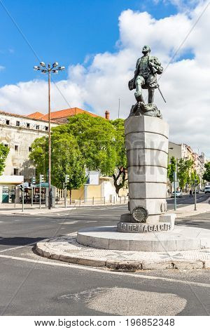 Ferdinand Magellan Statue in Lisbon Portugal