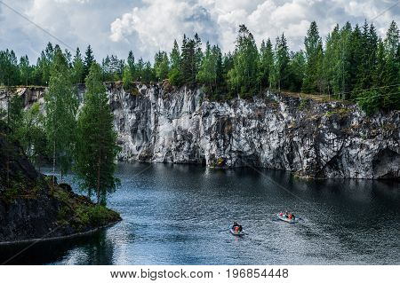 Famous beautiful marble quarry Ruskeala, Karelia, Russia