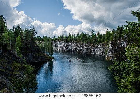 Famous beautiful marble quarry Ruskeala, Karelia, Russia