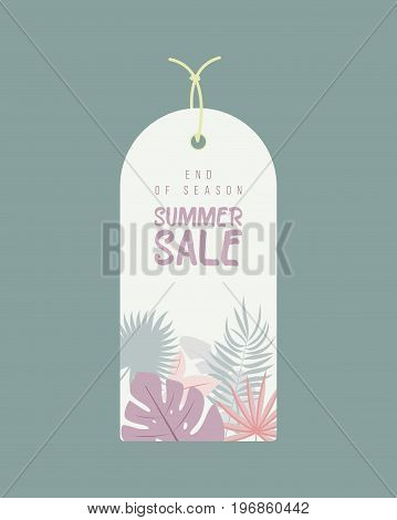 End of Season. Summer sale background with flowers, ranunculus, succulent, eucalyptus. Banner, flyer, invitation posters brochure voucher discount Advertising