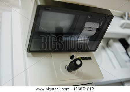 Close Up A Screen Of  Non-mydriatic Retinal Camera