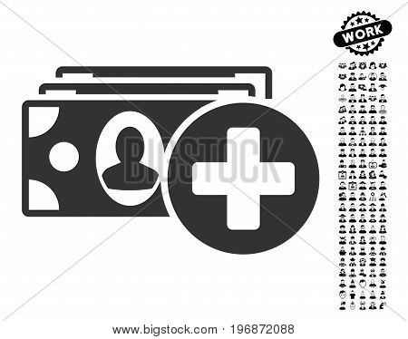 Medical Expences icon with black bonus people clip art. Medical Expences vector illustration style is a flat gray iconic symbol for web design, app user interfaces.