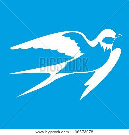 Barn swallow icon white isolated on blue background vector illustration