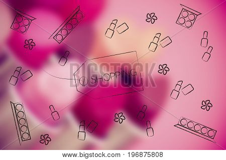 Price Tag With Text Shopping Surrounded By Make-up Products