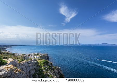Rosas Gulf in Costa Brava from Montgo Cape .Montgo cape and bay are a natural and awesome place of la Escala and Torroella de Montgri in Girona province, Catalonia, Spain
