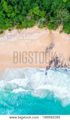 Sea aerial viewTop viewamazing nature background.The color of the water and beautifully bright.Azure beach with rocky mountains and clear water of Thailand ocean at sunny day.