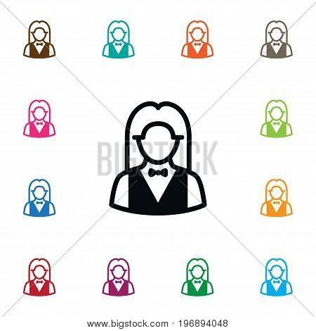 Croupier Vector Element Can Be Used For Croupier, Girl, Banker Design Concept.  Isolated Girl Icon.