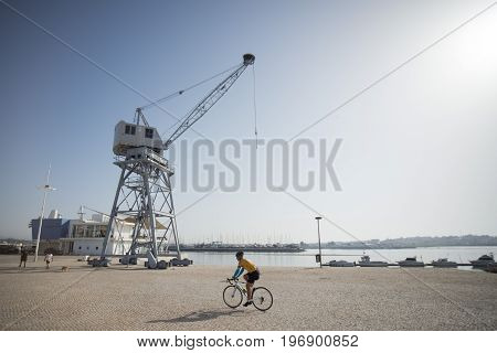 the Museu de Portimao and old Factory of sardines Fish can factory Fabrica de conservas la rose in the city of portimao at the Algarve of Portugal in Europe.