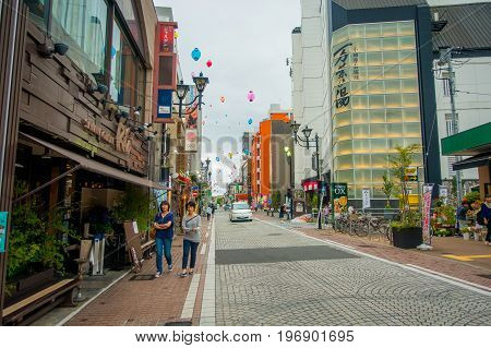 HAKONE, JAPAN - JULY 02, 2017: Beautiful view of streets. It also provides bus stop for Hakone Tozan Bus back to Hakone-Yumoto and Odawara.