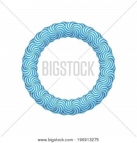 Blue frame from lollipops. Round pink striped frame from lollipops for designers and illustrators. Frame vector illustration.