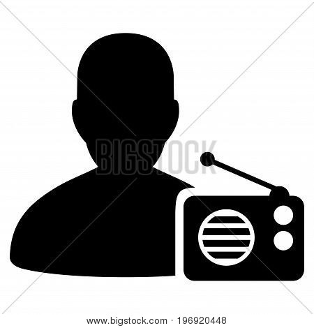 Radio Dictor vector pictogram. Style is flat graphic symbol, black color, white background.