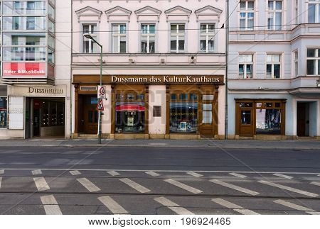 BERLIN - MAY 02 2015: The largest bookstore in Berlin - Dussmann (Dussmann das KulturKaufhaus).