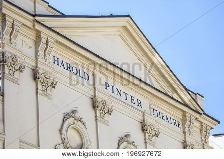 A view of the exterior of the Harold Pinter Theatre situated on Panton Street in London UK.