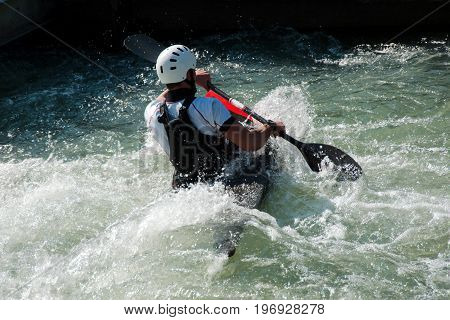 Canoe Slalom in white water in Augsburg