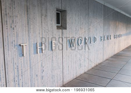 Washington Dc, Usa - March 4, 2017: World Bank Group Sign On Building Exterior