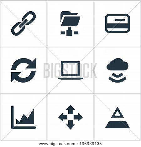 Elements Increase Graph, Triangle, Digital Documnet And Other Synonyms Notebook, Folder And Update.  Vector Illustration Set Of Simple Data Icons.