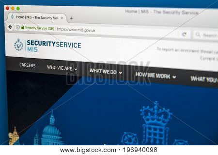 LONDON UK - JUNE 8TH 2017: The homepage of the official website for the MI5 Security Service on 8th June 2017. The MI5 is the UKs domestic counter-intelligence and security agency.