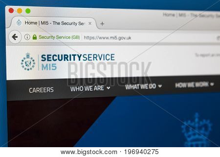 LONDON UK - JUNE 8TH 2017: The homepage of the official website for the MI5 Security Service on 8th June 2017. The MI5 is the UKs domestic counter-intelligence and security agency.