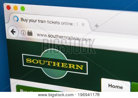 LONDON UK - JUNE 8TH 2017: The homepage of the official website for Southern Rail on 8th June 2017.