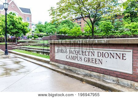Scranton, Usa - May 25, 2017: University Of Scranton Campus Green Sign With John And Jacquelyn Dionn