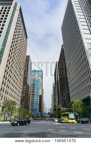 Urban Street Near Imperial Palace Gardens In Tokyo