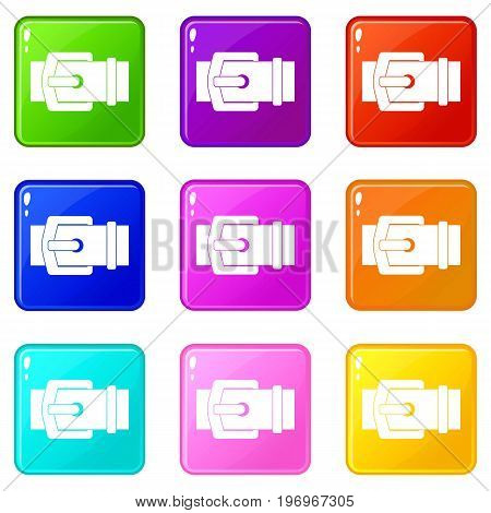 Elegant belt icons of 9 color set isolated vector illustration