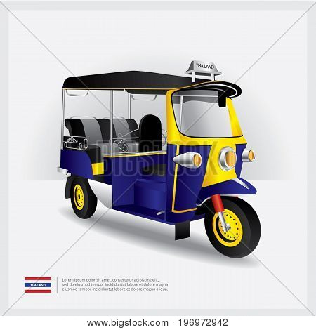 Thailand Transportation Tuk Tuk Car Vector Illustration