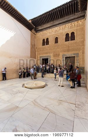 Patio Del Mexuar, Court Of The Council Chamber, In Alhambra, Granada