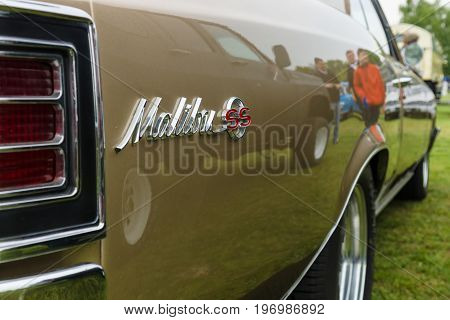 PAAREN IM GLIEN GERMANY - MAY 23 2015: Fragment of a mid-size car Chevrolet Chevelle Malibu SS. The oldtimer show in MAFZ.