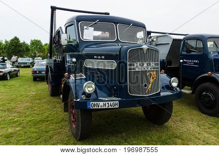 PAAREN IM GLIEN GERMANY - MAY 23 2015: Truck MAN 620 L1 1958. The oldtimer show in MAFZ.